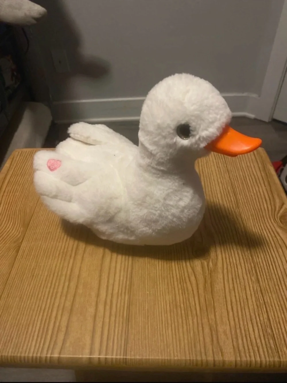 Soft White Duck Plush Toy with Orange Beak for Small Pets